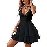 Vimagcal Women's Backless Bow Tie Short Dress V Neck Summer Models Sexy Halter Dresses