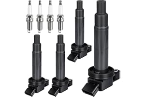 GYBENZI 4pcs Ignition Coil & Spark Plug Fit for Toyota Camry Highlander RAV4 Solara Matrix Scion TC xB 2002 2003 2004 2005 2006 2007 2008 2009 2010 2011 2.4L L4 Coil Pack Replaces# C1330 GN10313 UF333
