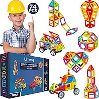 Limmys Magnetic Building Blocks - Unique Travel Series Construction Toys for Boys and Girls - STEM Educational Toy - Includes 74 Pieces and an Idea Book