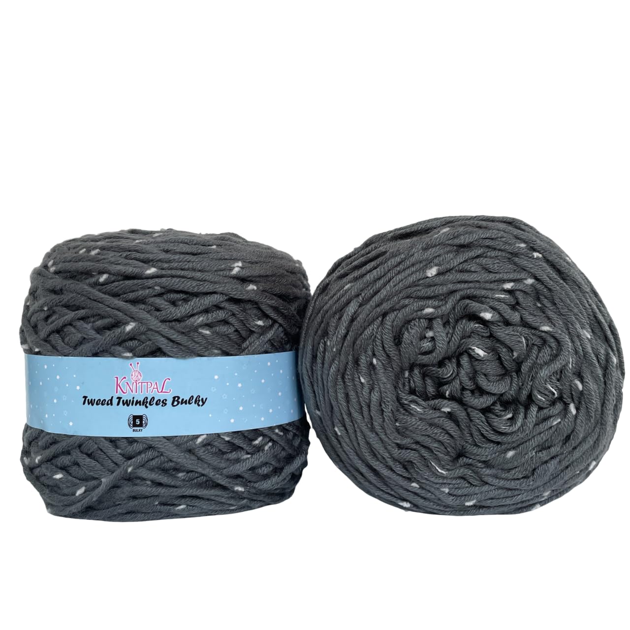 Tweed Twinkles Bulky,Thick Acrylic Yarn for Knitting and Crocheting Chunky Blanket, 2 Cakes (360m/400g), #5 Bulky Chunky Weight (Dark Gray) — image 1