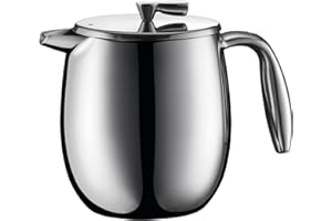 Bodum 17 oz Columbia Thermal French Press Coffee Maker, Insulated Double Wall Stainless Steel, Chrome