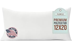 Pillowflex Premium Polyester Throw Pillow Insert - 12x20 Ultra Soft Large Rectangle Throw Pillow, Couch Sham, Lumbar, Back, Sofa - Machine Washable - Decorative Accent Form - 1 Soft Pillow