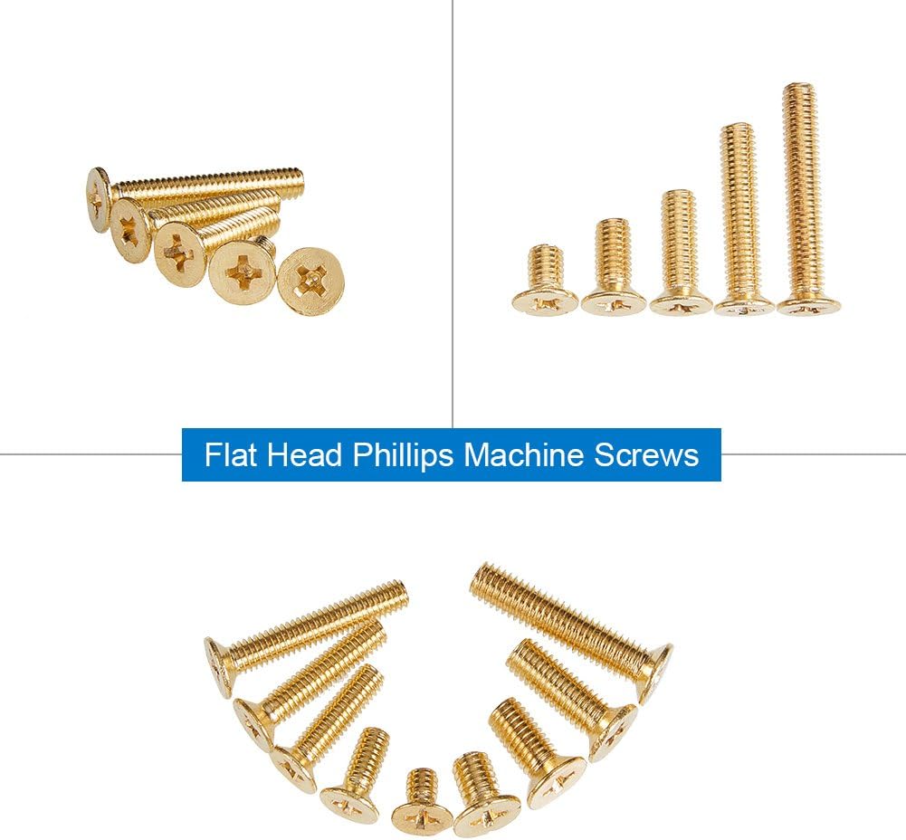 INCREWAY Flat Head Machine Screws, 160Pcs Brass Self Tapping Screw Set Machine Screws Assortment Kit with M4 M5 Size - Image 4