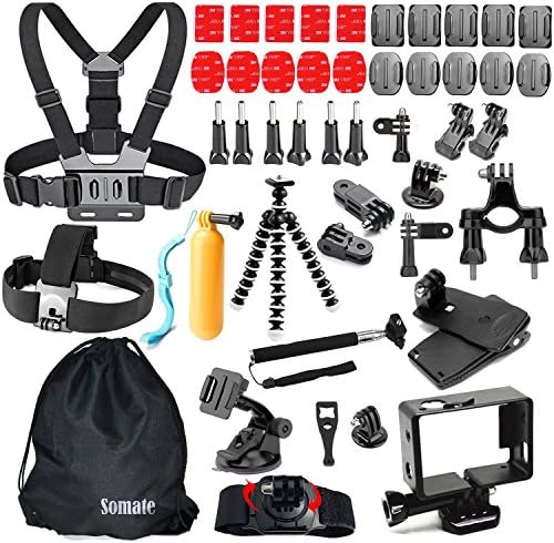 46-In-1 Wifi Action Camera Accessory Kit for Gopro Hero 5 Session 4 3+ 3 2 1 Silver Black, Outdoor Sports Camera Accessories Bundle for SJCAM SJ4000 SJ5000 Akaso FITFORT Lightdow APEMAN Campark