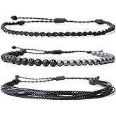 Handmade Natural Stone Beaded Healing Rope Bracelet, Waterproof, Beach Jewelry Gift for Him