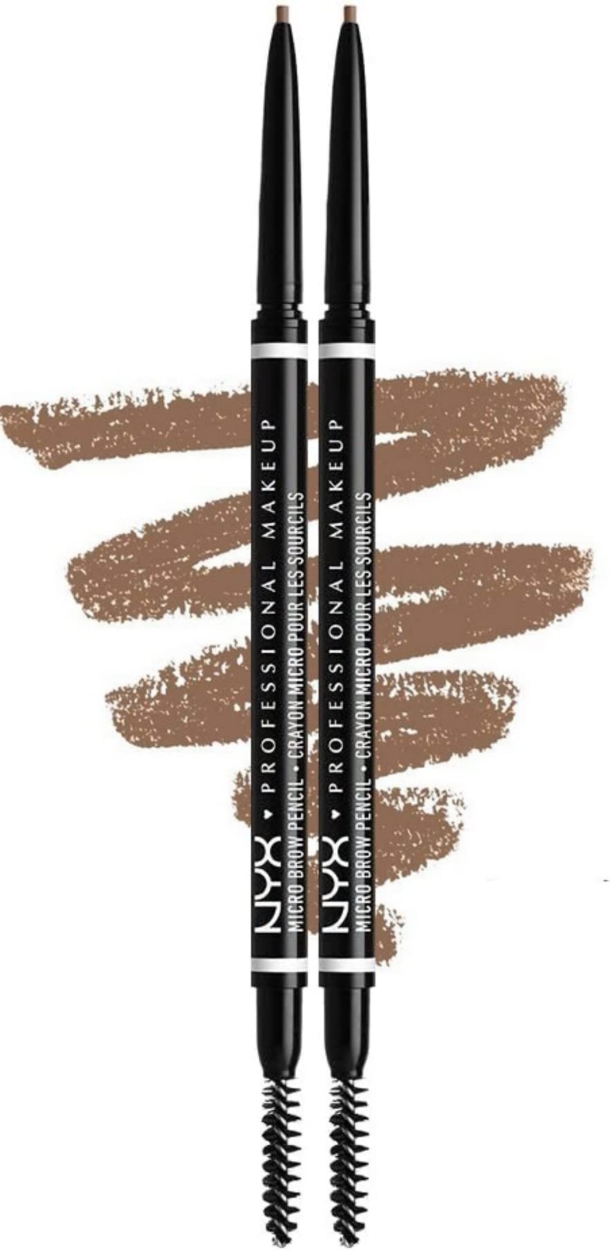 NYX Professional Makeup Brow Pencil, Micro Brow Dual Ended Ultrafine Tip Mechanical Brow Pencil and Spoolie Brush, Vegan Formula, Shade: Taupe, Pack of 2
