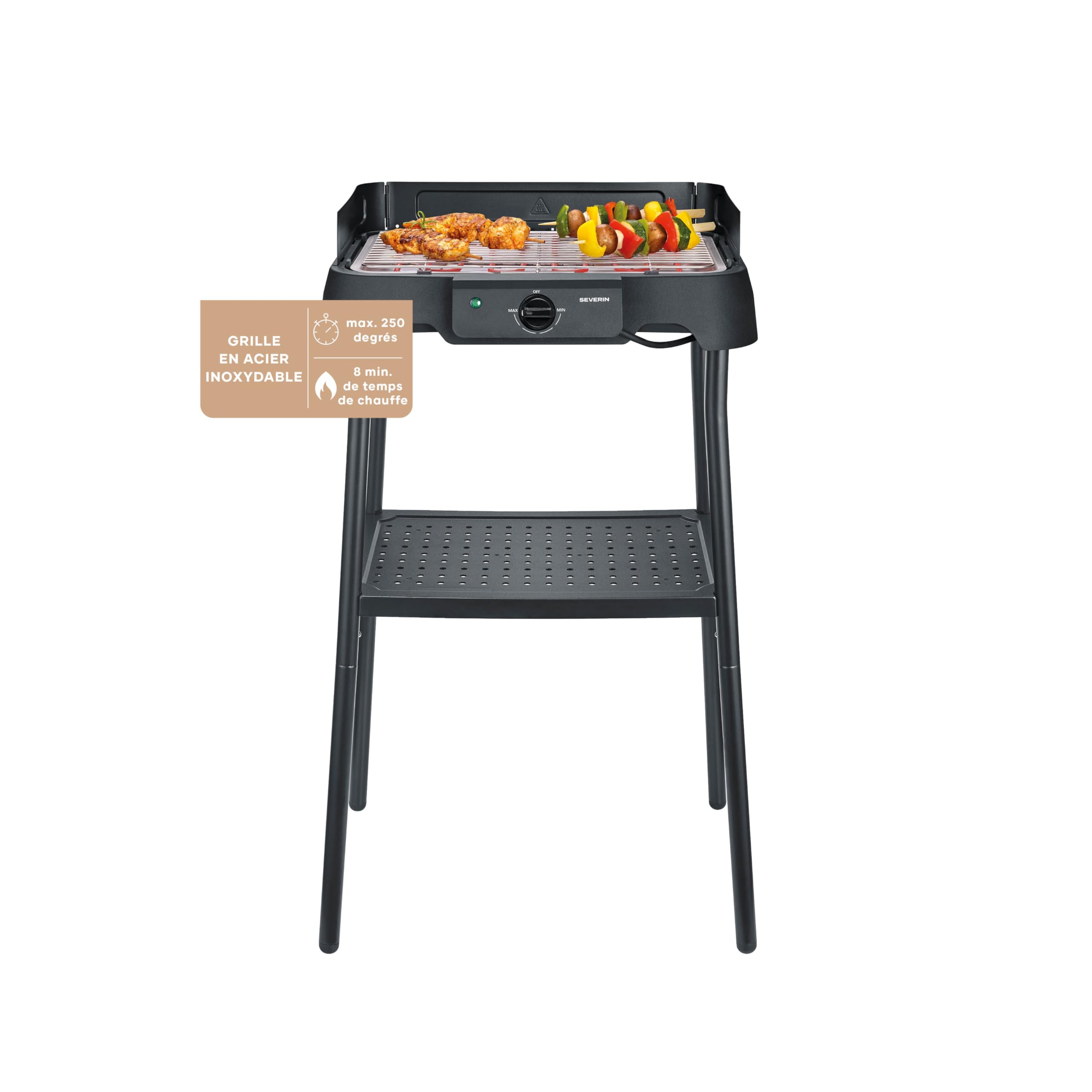 Barbecue Électrique Sur Pied, Grill de Table, Inox, Balcon, 2000W