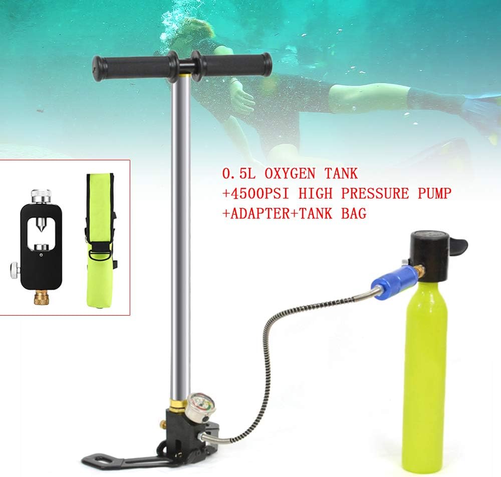 4500PSI Diving Mini Scuba Cylinder Submersible System 0.5L Oxygen Tank Underwater Breath Set with Pump