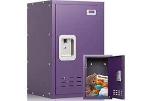 BUTISOW Metal Lockable Storage Cabinet with Locker Shelf, 24" H Small Locking Cabinet, Locker Organizer for Home, Bedroom, School, Office (Purple)