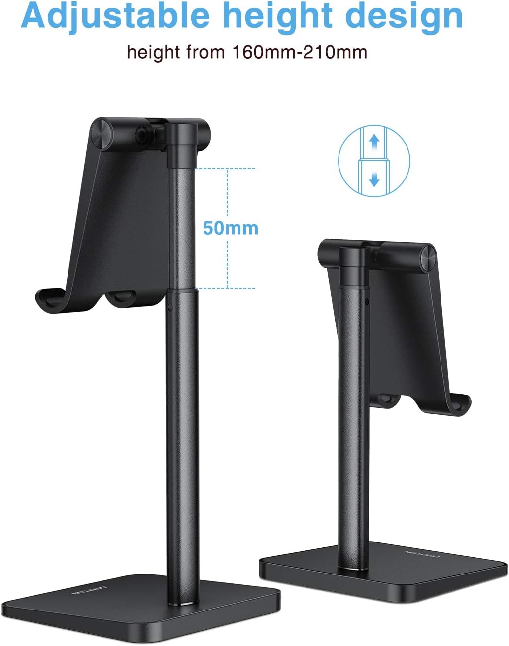 OMOTON Phone Stand, Angle Height Adjustable Vertical Desktop Mobile Phone Stand, Holder - Image 3