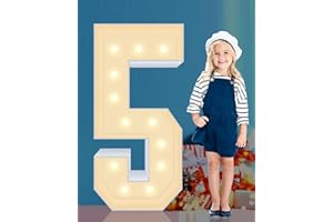 GGPL 4ft Light up Marquee Numbers 5 Sign, Giant LED Mosaic Numbers for Balloons, No Tools Easy Setup, Corrugated Plastic, Perfect for Wedding, Birthday, Anniversary & 2025 Party Decorations (Numbers 5)