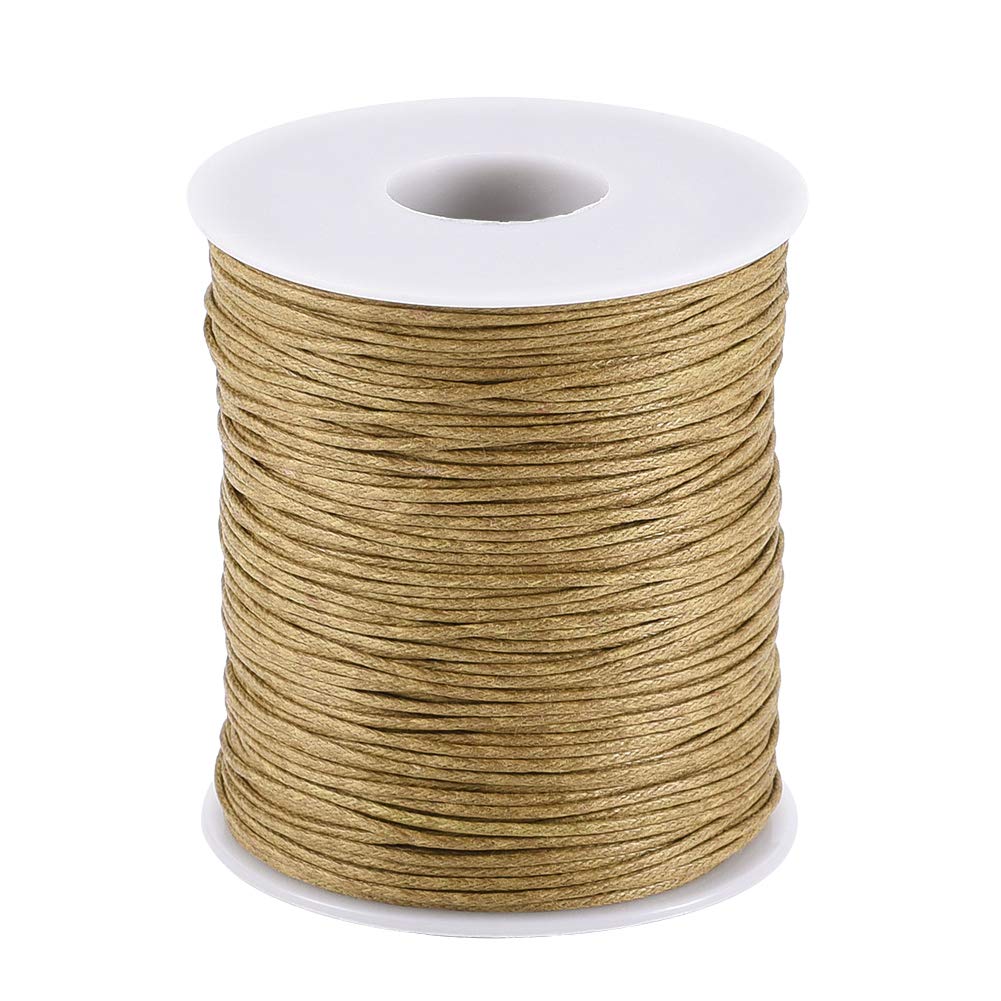 PandaHall 100 Yards/Roll Braided Cotton Cord 1mm Waxed Cotton Cord String for DIY Jewelry Making (Burlywood)