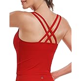 HeyNuts Zeal Bras Longline Ribbed Medium Support Sports Bras, Crisscross Back Tank Tops with Removable Pads A-D Cups