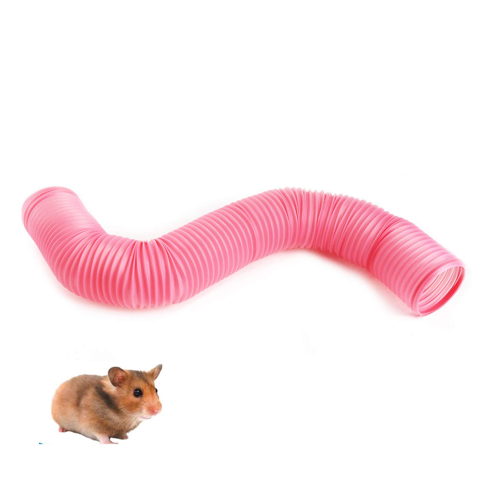 Blue Dream Island Small Animal Play Tunnel Funny Toys Hamster Tube Tunnel Exercising Training Hideout Tunnels for Guinea Pig Rats_Pink(Aperture Diameter:10cm)