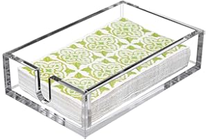 CY craft Acrylic Guest Towel Napkin Holder,Clear Bathroom Paper Hand Towels Storage Tray Modern Buffet Napkin Caddy,Fancy Flat Napkin Holders For Kitchen or Dining Room,9x5.5x2.5 Inch,Pack of 1