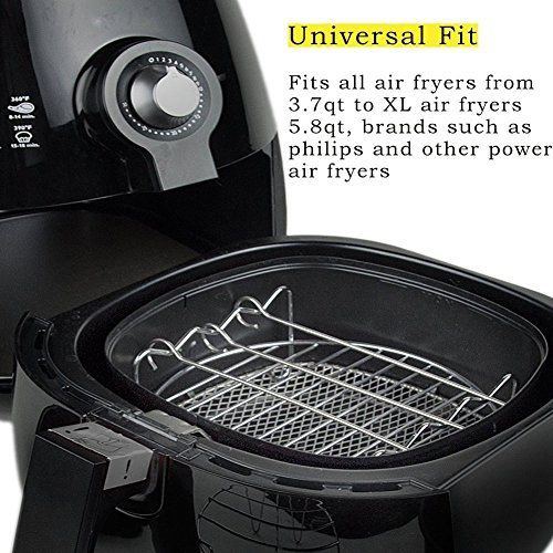 5 Piece Air Fryer Accessories for Gowise Phillips Cozyna Air Fryer, Including Cake Barrel, Pizza Pan, Metal Holder, Skewer Rack and Silicone Mat, Fit All 3.7QT 5.3QT 5.8QT with 7 Inch Diameter