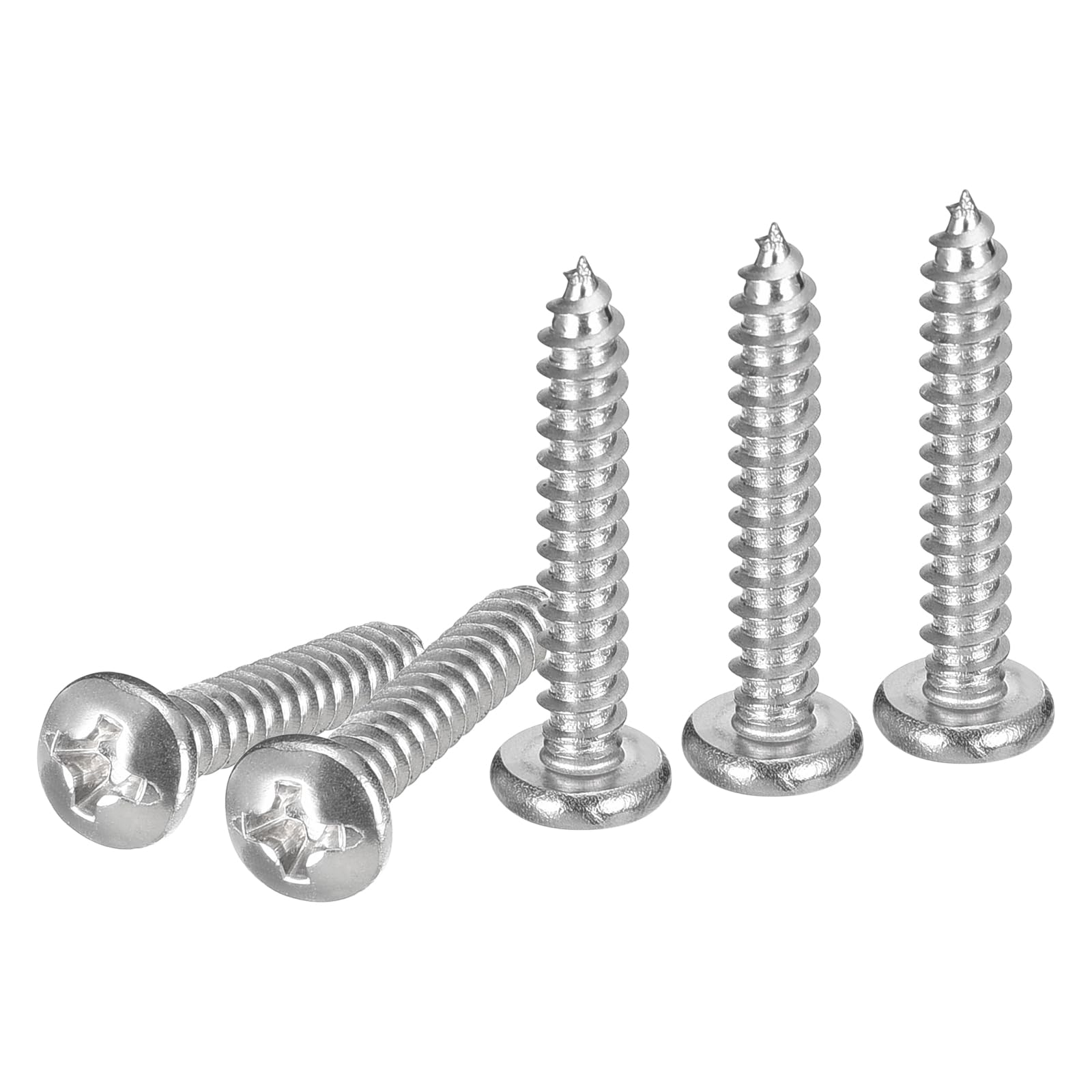 DTGN #6x7/8" Silver Screws - 50Pack - 304 Stainless Steel Pan Head Phillips Sheet Metal Screw Self-tapping Screw Wood Screws Screw