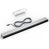 LA NREUCETS Wii Wired Infrared Ray Sensor Bar Replacement Video Game Accessories Compatible with Wii and Wii U Console, Includes Clear Stand