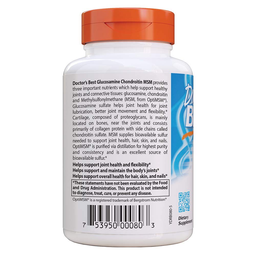 Doctor's Best Glucosamine Chondroitin Msm with OptiMSM Capsules
