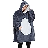 dressfan Unisex Animal Shark Hoodie Halloween Cosplay Costume Sweatshirt Hooded Super Warm and Cozy with Giant Pocket,One Size Fits All Grey