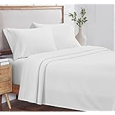 Saferay Green 4Pc California King Size Sheet Set, 100% Organic Cotton, 800 Thread Count Sheets, Soft & Breathable Sheet Set, Luxury 8-12" Deep Pocket Sheet, Hotel Quality Bed Sheets - White
