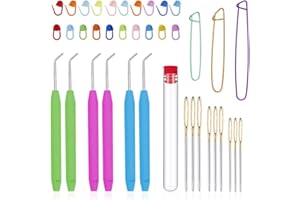 Zlulary Loom Needle, Loom Hook Set, Colorful Knitting Loom Hook, Large-Eye Sewing Needles, Knitting Stitch Markers, Yarn Stitch Holders