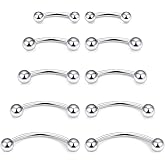 Rmsnxnnz 20G 18G 16G 14G F136 Titanium Eyebrow Piercing Jewelry Curved Barbell Eyebrow Ring Vertical Labret Lip Jewelry Daith Rook Earring Navel Small Belly Button Ring Piercing Jewelry for Women Men