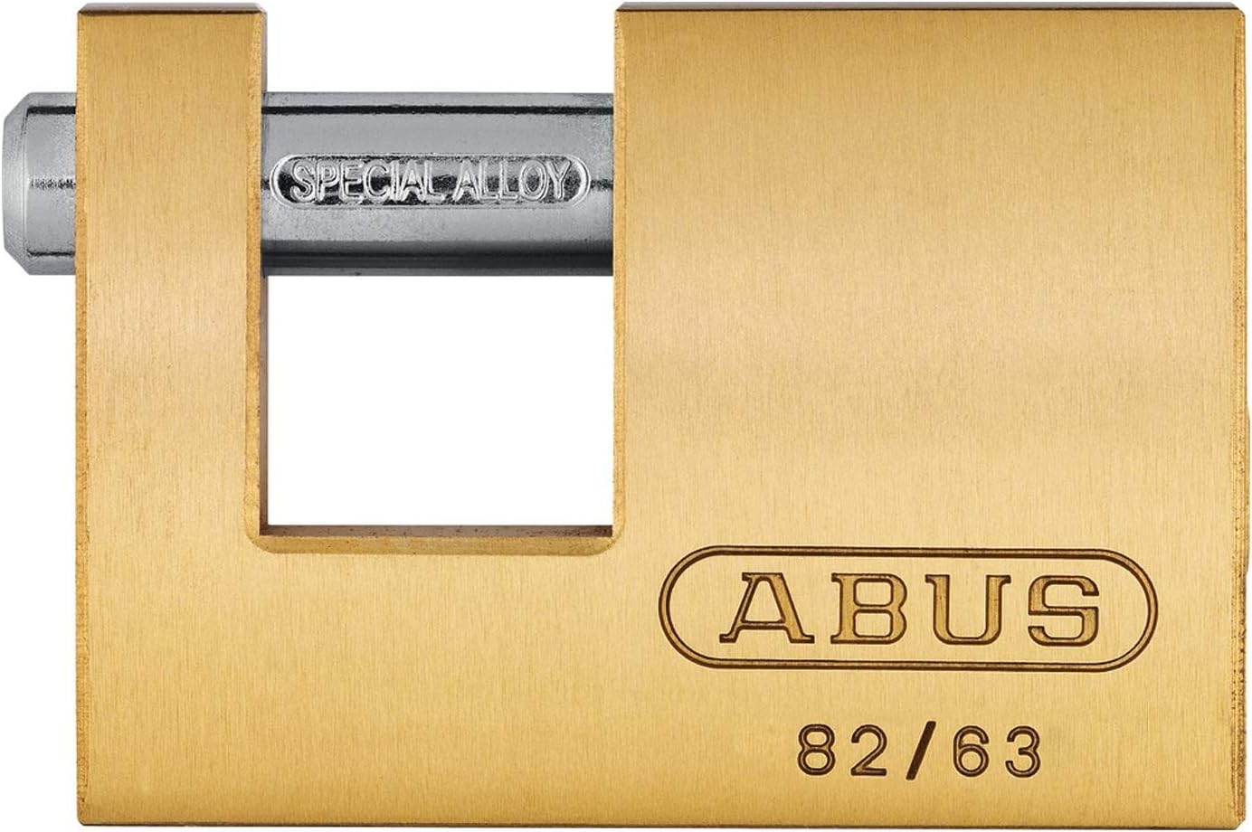 ABUS Brass Padlock 82/63 - Monoblock Padlock for Roller grilles, Vending Machines, containers and Much More. - Locking Bolt Made of Hardened Steel - ABUS Security Level 6