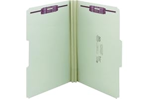 Smead Pressboard File Folder with SafeSHIELD® Fasteners, 2 Fasteners, 1/3-Cut Tab, 2" Expansion, Legal Size, Gray/Green, 25 per Box (19934)