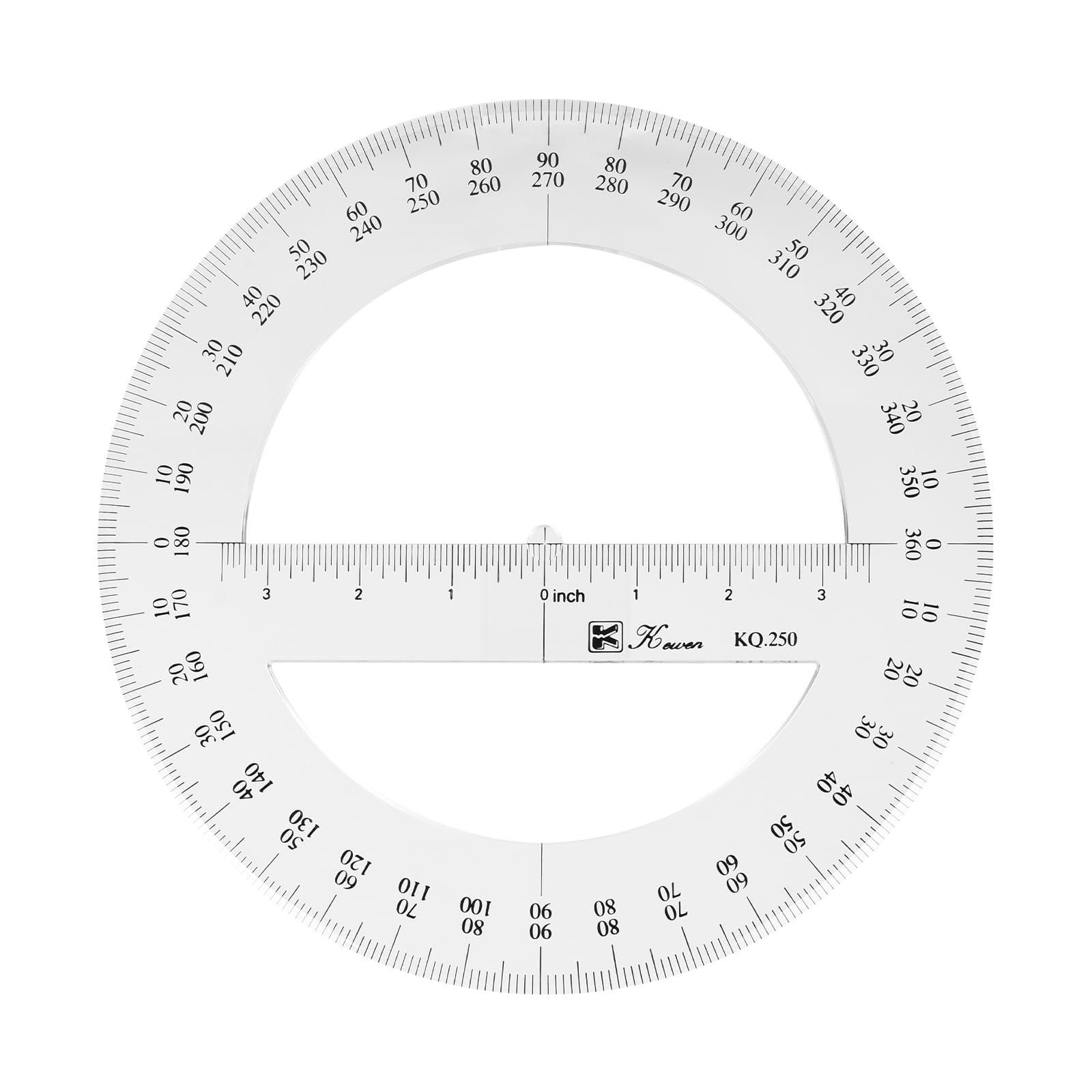 360 Full Circle Protractor, 25cm Plastic Math Measuring Tools Round Protractors Ruler Full Midround Angle Protractor