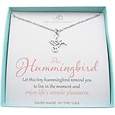 MOM & THREE DAUGHTERS Hummingbird Necklace. Hummingbird Jewelry. Hummingbird Gifts. Motivational Gifts. Bird Necklace. Live in the Moment. Encouragement Gift. Stainless Steel Necklace.