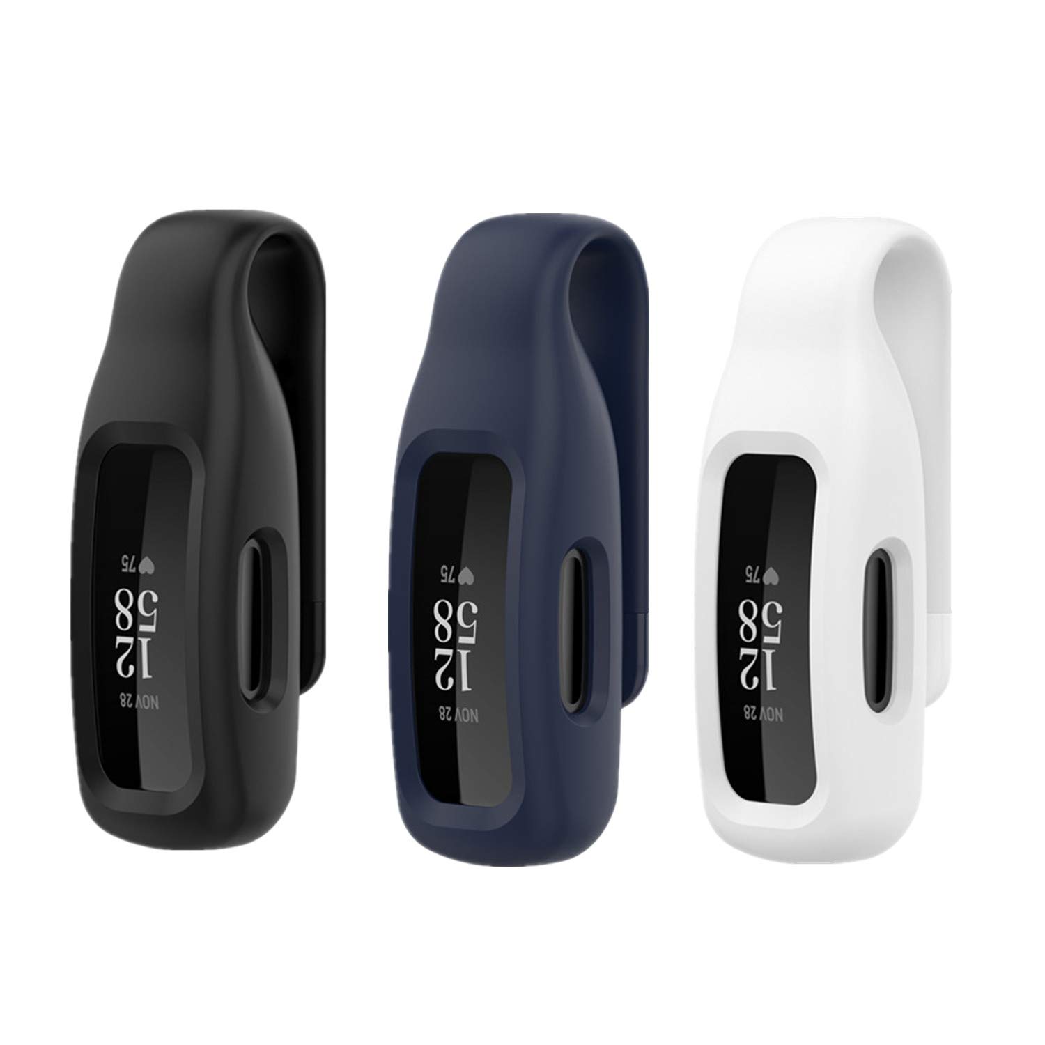 Huwokxix Silicone Protector Holder Cover Protective Case Clip for Fitbit inspire 3/inspire 2/Fitbit ace 3