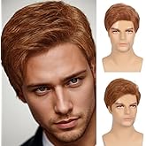 Swiking Short Blonde Mens Wigs Natural Layered Hair Wig Synthetic Daily Cosplay Costume Wigs for Male (Blonde)