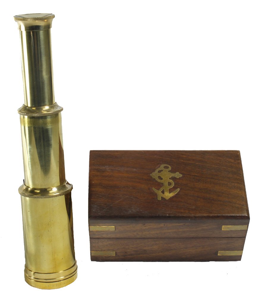 6 Bright Brass Pirate Telescope - Handheld - Nautical Box by RedSkyTrader