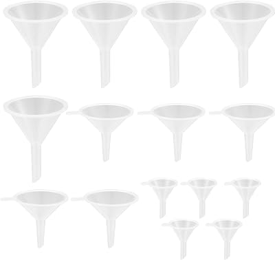 Yibaijia 15 Pcs Funnels Set 3 Sizes Plastic Mini Transparent for Bottles