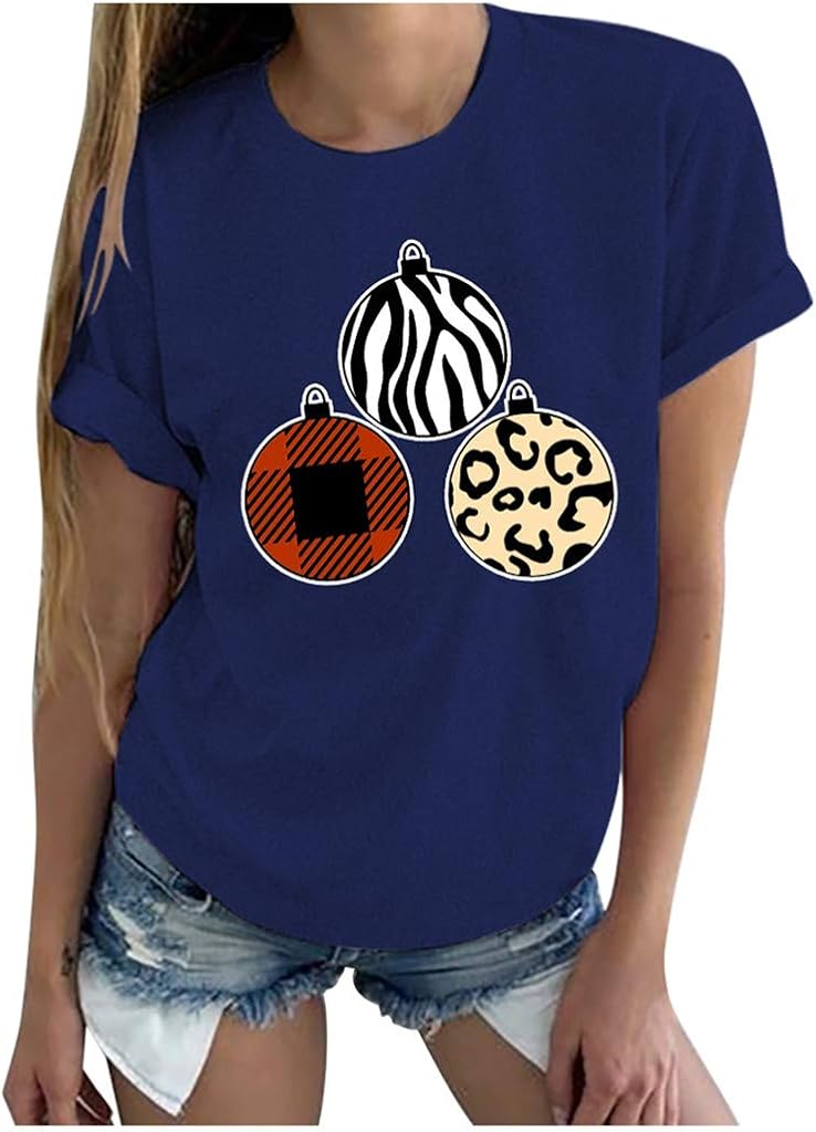 TIFENNY Fashion Tees Women's Summer Shirts Casual Short Sleeve Letter Printed O-Neck Tops Tee T-Shirt Blouse