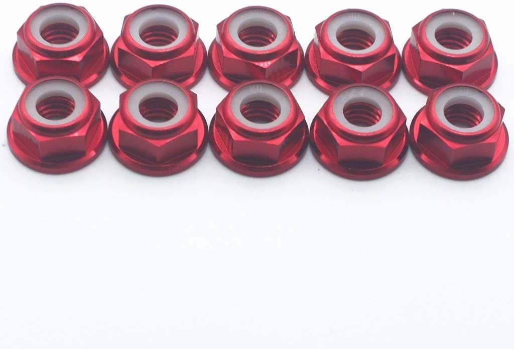 20 Pcs M2 Nuts Flanged Nylon Lock Nut Nylock Self-lock Aluminum Nuts (Red)