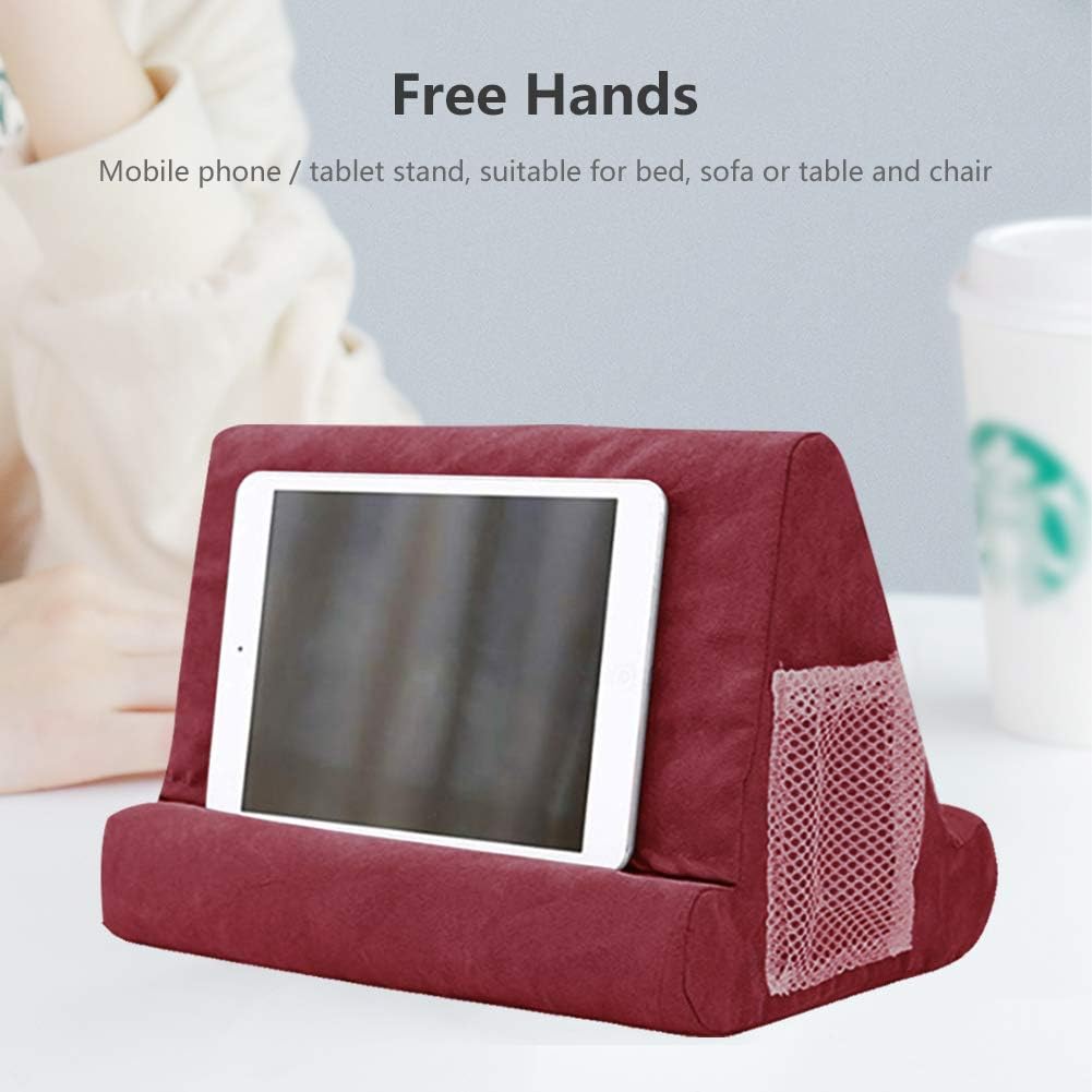 Tablet Pillow Holder Stand，Multi-Angle Soft Pillow for iPads, Bed Stand Foam Book Rest Reading Stand Pillow Pad 360 for Lap Bed Kids (Wine): Home Audio & Theater