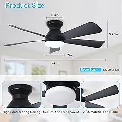 Depuley Modern Ceiling Fan with Light: 42-Inch