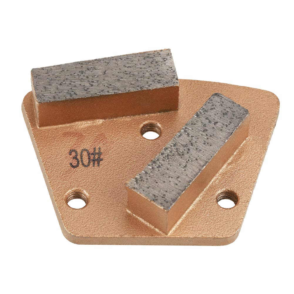 Grit 30 7.35x5.5cm Trapezoid Diamond Concrete Grinding Disc Pad for Grinder - 3 Holes 2 Straight Teeth