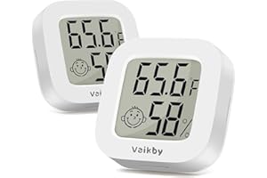 Vaikby Indoor Thermometer 2Pack, Humidity Gauge Meter Digital Hygrometer Room Thermometer for Home, Hight Accurate Temperature and Humidity Monitor for Greenhouse, Reptile, Humidors, Cellar, Office