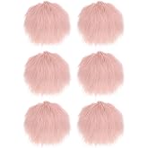 M METERXITY 6-Pack Faux Fur Pom Poms, 1.2 Inch/ 3.9 cm Soft Fluffy Pompoms Balls with Elastic Loop for Hats/Bags/Keychains/Knitting Accessories/DIY Crafts [Pink]