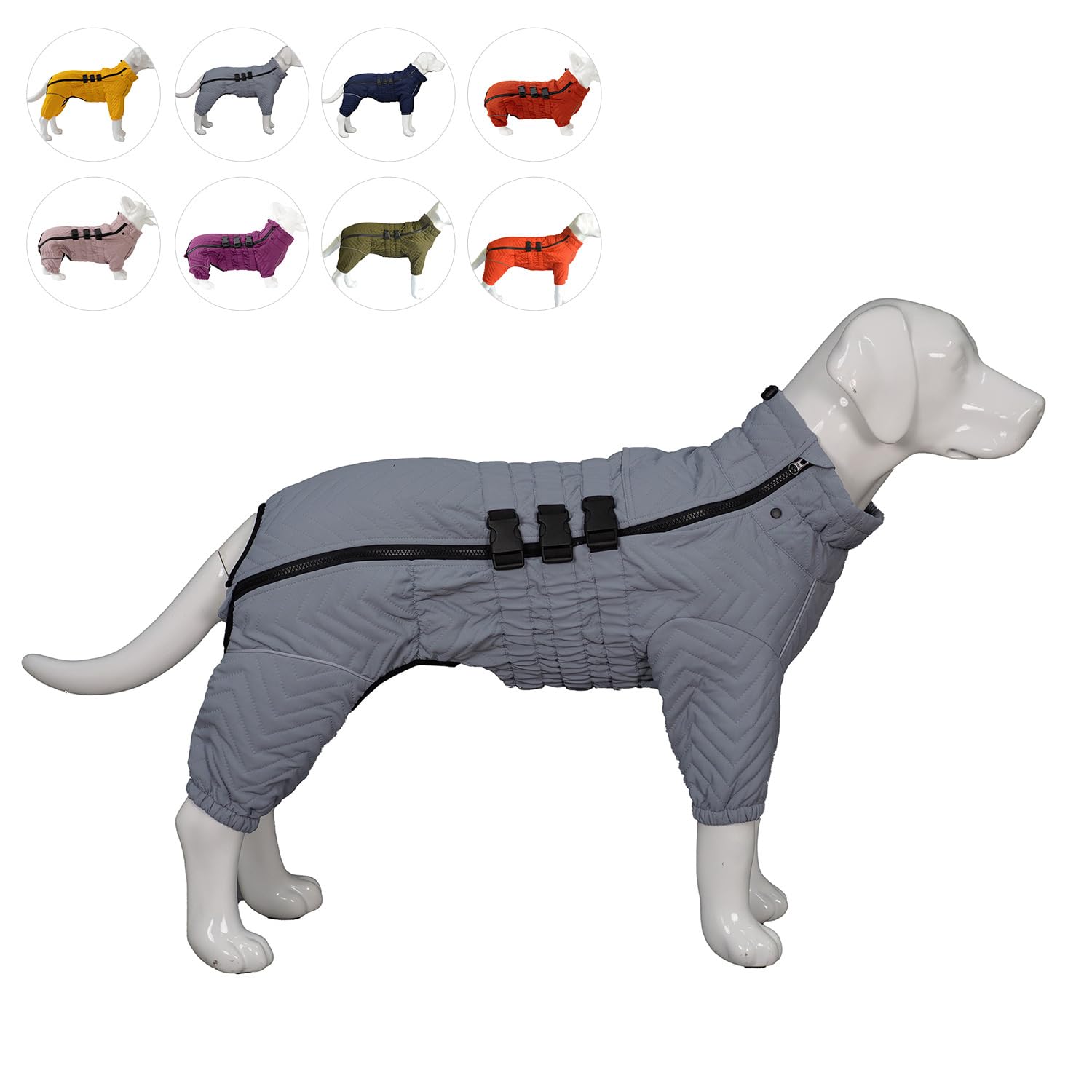 Warm Dog Coat Double Layers Dog Vest, 4 Legs Covered Windproof Waterproof Reflective, Gray S