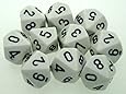 Chessex Dice Sets: Opaque White with Black - Ten Sided Die d10 Set (10)