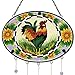 Bits and Pieces - Home and Garden Décor - Artistic Stained Glass Rooster Suncatcher and Wind Chimes - Hand Painted Rooster Creates a Stunning Window Display With a Side of Music