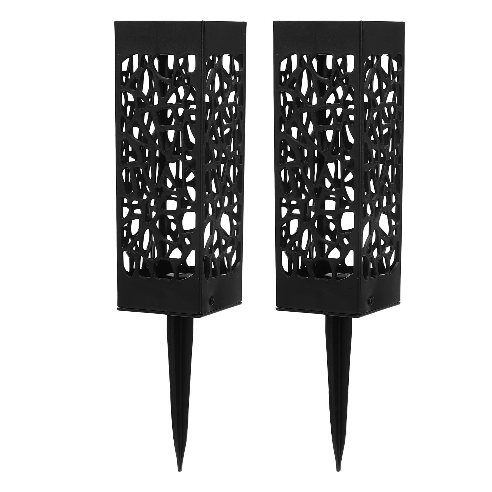 2Pcs Cemetery Grave Vase, Black Column Unique Hollow Design Cemetery Grave Cone Flower Holder Ground Insert Cemetary Vase