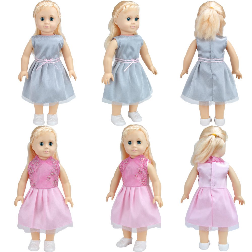 E-TING 5Pcs Fashion Gorgeous Clothes Lace Dresses Lively Outfit for 18 Inches American Girl Dolls Accessories Set Christmas Gift