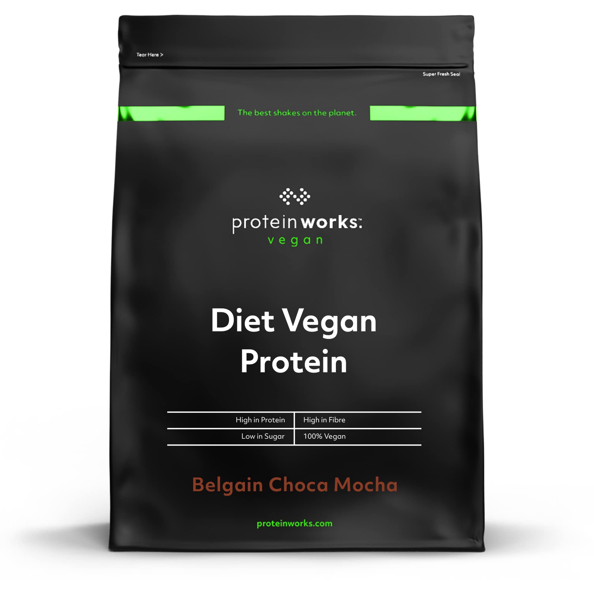 Protein Works - Diet Vegan Protein Powder | Low Calorie Plant Based Protein | Vegan Protein Shake | Added Extracts | 16 Servings | Belgian Choca Mocha | 500g