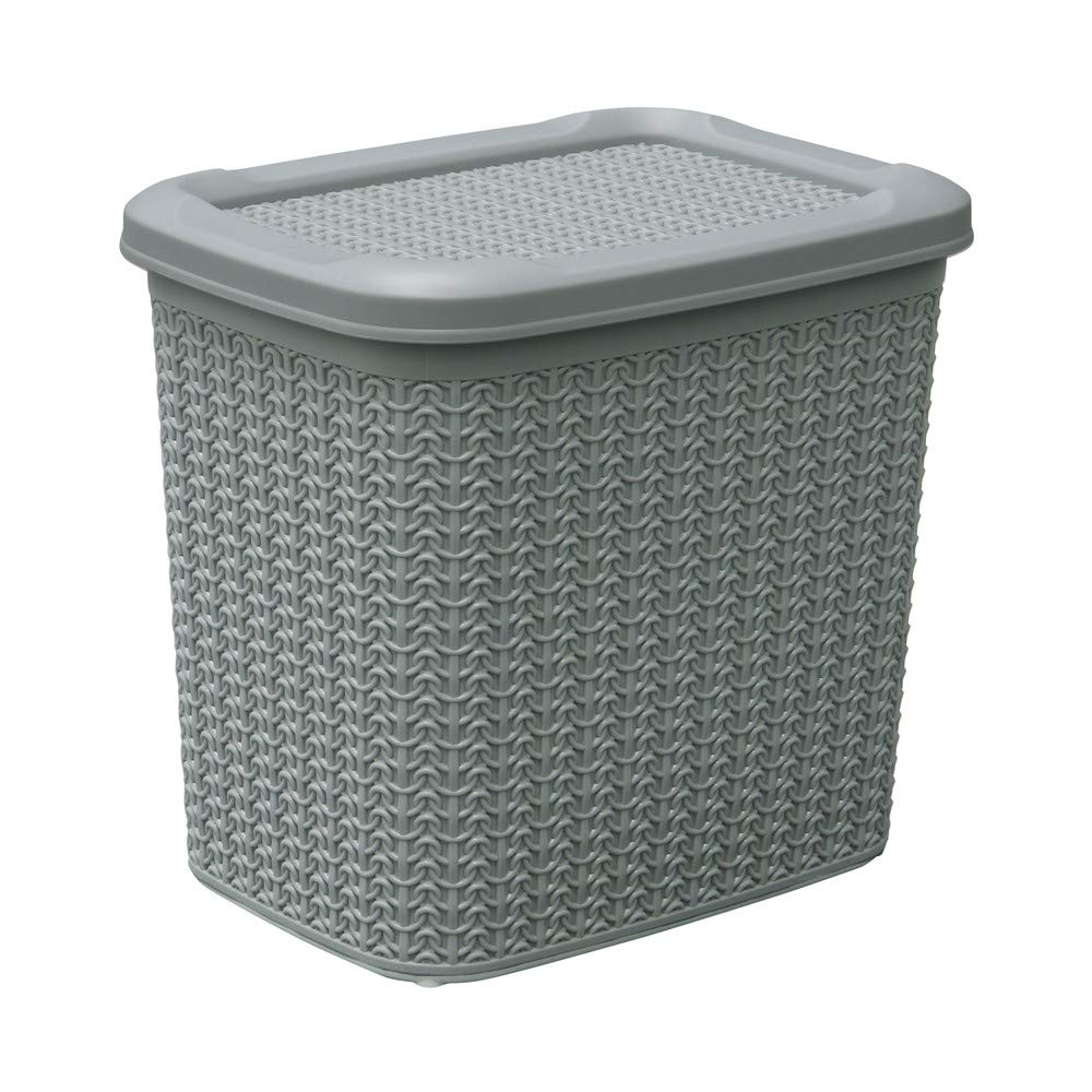 JVL 13-363GY Knit Design Loop Plastic Storage Box 10L, 21D x 29W x 27H cm, Grey, One Size