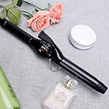 PARWIN BEAUTY 25mm Professional Dual Voltage Curling Iron with Clip Temperature Control LED Light Auto Shut Off Portable Hair Salon Wand Spiral Curl Ceramic Hair Curler, Black